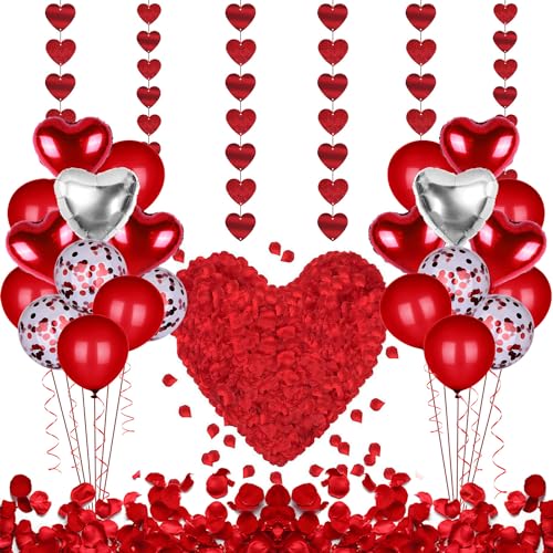 31 Romantisch Deko Set Valentinstag Rote Herzförmige 500 Seide Rote Rosenblüten Romantische Deko Rosenblätter für Valentines Day Decorations Hochzeiten Heiratsantrag Geständnisse von Suitedget