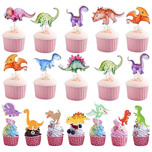 49 Stück Dinosaurier Tortendeko Muffin Cupcake Deko Kleine Dinosaurier Kuchen Deko Geeignet Für Dinosaurier-Mottopartys, Baby-Dusche Kuchen Topper von Suitedget