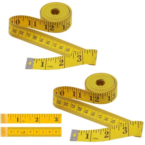 2 Bände Maßband Körpe 300cm/120 Zoll, Suiyeejan Schneidermaßband Maßband zum Nähen Weiches Doppelskala, Flexible Bandmaß Massband Schneider Measuring Tape Für Haushalte Handwerker Schneider von Suiyeejan
