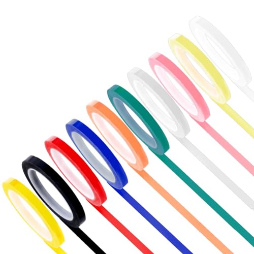 Sujurio 10 Rollen Autoklav-Klebeband, 0,6 cm Breite 55,1 cm Länge, Instrumente, Identifikationsband, 10 Farben, einfache Installation, einfach zu verwenden von Sujurio