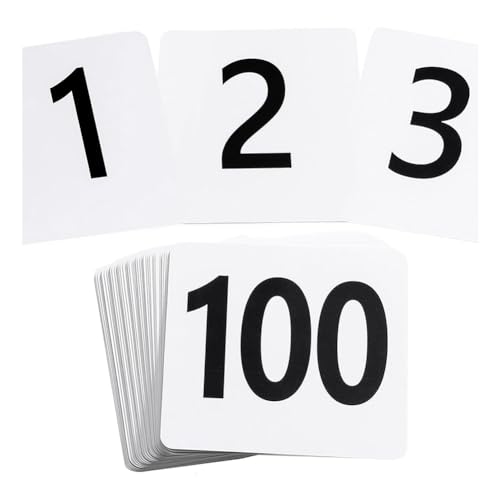 Sujurio 100 Stück Tischnummern 1-100, Tischnummern Aus Kunststoff, Doppelseitige Tischnummernkarten für Hochzeitsempfänge und Restauranttische Sujurio 100 Stück Tischnummern 1-100, Tischnummern Aus Kunststoff, Doppelseitige Tischnummernkarten für Hochzeitsempfänge und Restauranttische von Sujurio
