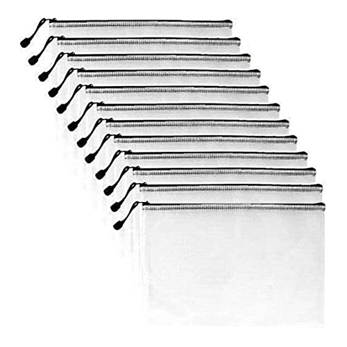 Sujurio 12 x A3-Ordner, Informations-Reißverschlusstasche, Kunststoff-Geldbörse, Netz-Dokumententasche, Reißverschluss-Tasche von Sujurio