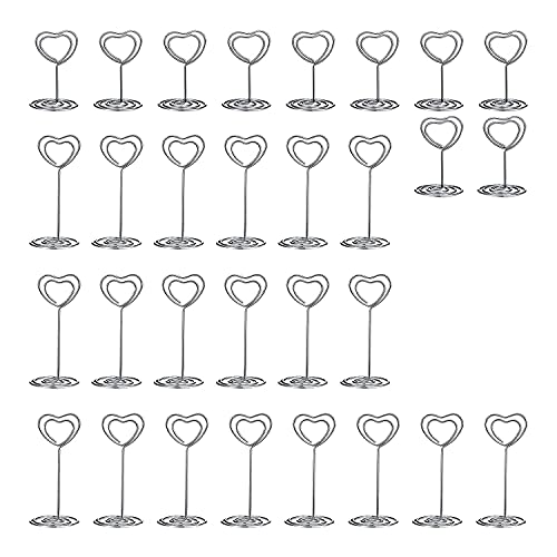 Sujurio 30 Stück Kartenhalter in Herzform, Tisch-Bilderständer, Draht, Tischplatte, Fotohalter, Menü-Clips für Hochzeitsnummern, Silber Sujurio 30 Stück Kartenhalter in Herzform, Tisch-Bilderständer, Draht, Tischplatte, Fotohalter, Menü-Clips für Hochzeitsnummern, Silber von Sujurio