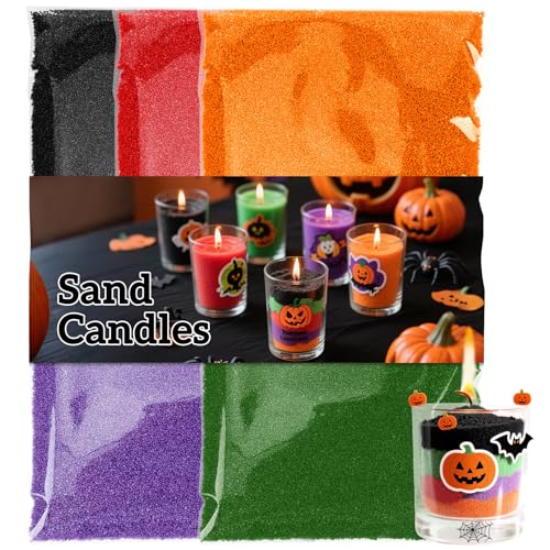 Sukh Pearled Candles Sand und Dochte für Halloween – 430 g Sandkerzen mit Dochten, lila, orange, schwarz, rot, grün, nachfüllbare Perlenkerze für Hochzeiten, Partys Sukh Pearled Candles Sand und Dochte für Halloween – 430 g Sandkerzen mit Dochten, lila, orange, schwarz, rot, grün, nachfüllbare Perlenkerze für Hochzeiten, Partys von Sukh