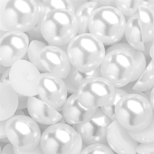 Sukiiy 100 Stück 18 mm flache Rückseite Perlen zum Basteln, weiße große Imitationsperlen für Bastelprojekte, flache Rückseite, halbrunde Perlen für Crocs, Becher, Schuhe, Tassen, Hochzeitsdekorationen von Sukiiy