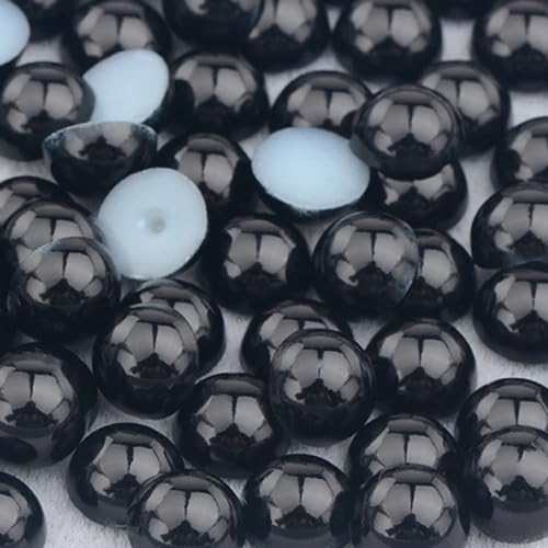 Sukiiy 5000 Stück 4 mm flache Rückseite, schwarze Imitationsperlen für Bastelprojekte, flache Rückseite, halbrunde Perlen für Nagelgesichtskunst, Crocs, Becher, Schuhe, Tassen, Hochzeitsdekorationen von Sukiiy
