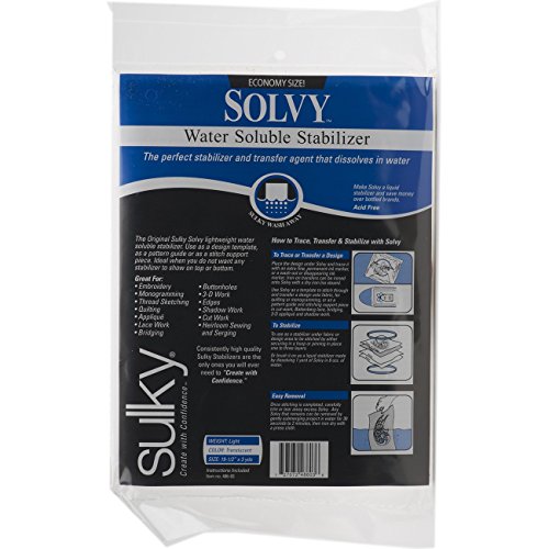 Jeder 19 1/2 Zoll x 3 Yd Solvy Stickfolie für Nähmaschinen wasserlöslich Stabilisator von Sulky