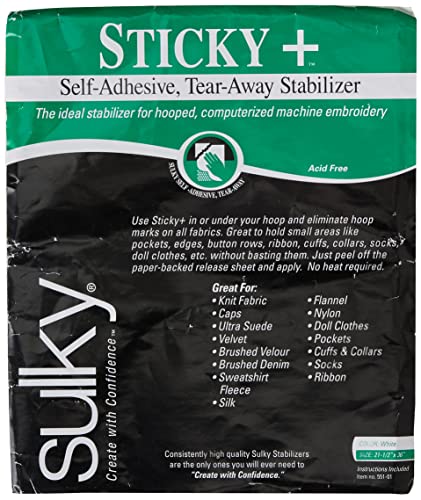 Sulky 551-01 Sticky Self, 57,1 x 91,4 cm, selbstklebender Stabilisator zum Abreißen von Sulky