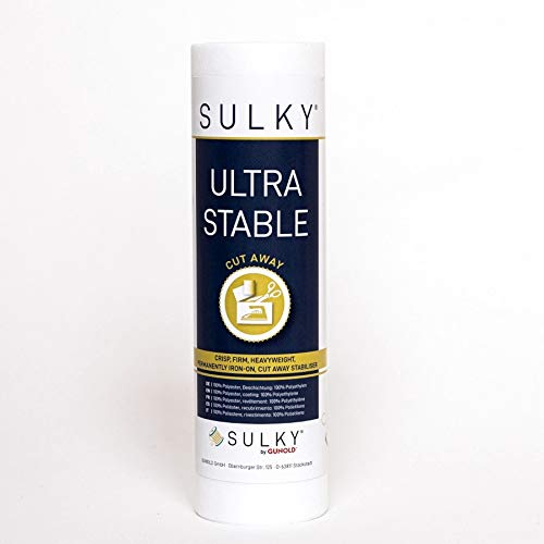 Sulky Ultra Stable permanent klebendes Vlies zum Aufbügeln und Abschneiden (weiß, 25 x 500 cm) von FangZin