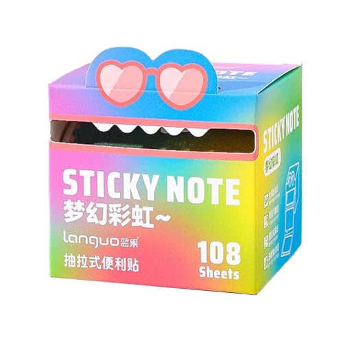 Niedliches Muster klebriger Note, hell farbenfrohe, Set von 108pcs, Mon-Stick-Haftnotiz, Cartoon-Notizen-Memo-Pads, Studentenkleber, ideal für Schüler, Planung, Studium von Sulxyi