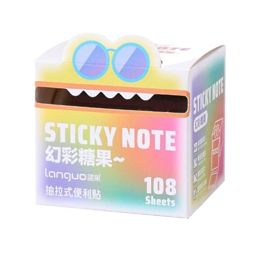 Niedliches Muster klebriger Note, hell farbenfrohe, Set von 108pcs, Mon-Stick-Haftnotiz, Cartoon-Notizen-Memo-Pads, Studentenkleber, ideal für Schüler, Planung, Studium von Sulxyi