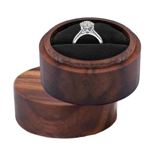 Ringbox aus , runde Schmuckschatulle, tragbare Ringbox, Eheringbox, runder Ring-Organizer, elegantes rundes Design, kompakt und tragbar, vielseitig einsetzbar über Hochzeiten hinaus für Hochzeit, von Sulxyi