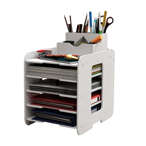 Schreibtisch-Aktenhalter, Papier-Organizer, Briefablage, 4-stöckiges Design, A4-Größe, stapelbar, Funktionalität, leicht und tragbar, stilvolles Aussehen für Dokumente, Buchzeitschriften Schreibtisch-Aktenhalter, Papier-Organizer, Briefablage, 4-stöckiges Design, A4-Größe, stapelbar, Funktionalität, leicht und tragbar, stilvolles Aussehen für Dokumente, Buchzeitschriften von Sulxyi