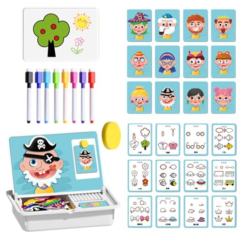 Sulxyi Magnetische Rätsel Gesichtskleid, lebendiges farbenfrohes Design, komplettes Set, pädagogisches Lernspielzeug, Puzzle-Zeichenbrett, tragbares leichtes Design für 3-6 Jahre Sulxyi Magnetische Rätsel Gesichtskleid, lebendiges farbenfrohes Design, komplettes Set, pädagogisches Lernspielzeug, Puzzle-Zeichenbrett, tragbares leichtes Design für 3-6 Jahre von Sulxyi