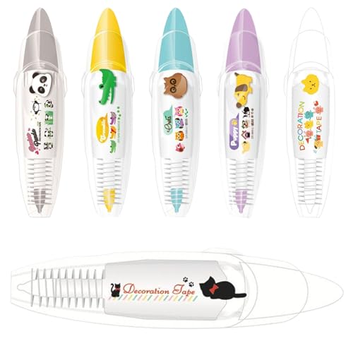Sulxyi Nette Tierstifte, Roller Tape Pen - Korrekturbandstift - Roller-Spitzen-Design, Cartoon Muster Spitzendekoration Scrapbooking Stickers Diary Decor für Kartenherstellung von Sulxyi