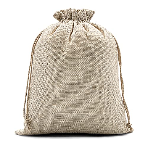 SumDirect 20 braune Leinen-Jutebeutel, Mini-Geschenkbeutel, atmungsaktiv, Jutesäcke mit Kordelzug, für Hochzeit, Party, Geburtstag, Bastelarbeiten (20 x 25 cm) von SumDirect