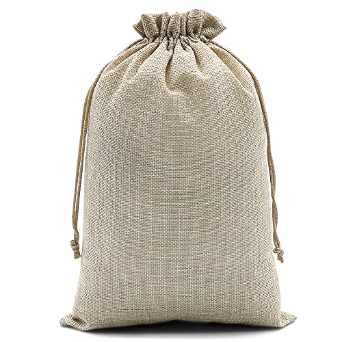 SumDirect 20 braune Leinen-Jutebeutel, Mini-Geschenkbeutel, atmungsaktiv, Jutesäcke mit Kordelzug, für Hochzeit, Party, Geburtstag, Bastelarbeiten (20 x 30 cm) von SumDirect