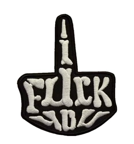 Aufnäher, bestickt, "Fuck You Finger, Biker", zum Aufbügeln, für Motorrad-Westen und Westen Aufnäher, bestickt, "Fuck You Finger, Biker", zum Aufbügeln, für Motorrad-Westen und Westen von Suma Shop