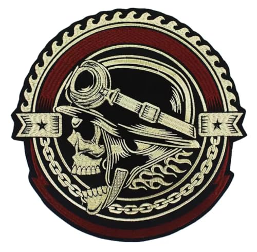 Bestickter Aufnäher zum Aufbügeln, Big Patch, Biker, Totenkopf mit Helm, bestickt, zum Dekorieren von Motorradwesten, Jacken oder Kleidung Bestickter Aufnäher zum Aufbügeln, Big Patch, Biker, Totenkopf mit Helm, bestickt, zum Dekorieren von Motorradwesten, Jacken oder Kleidung von Suma Shop