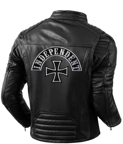 Set mit 2 bestickten Patches Biker "Independent" + Malteserkreuz XL zum Aufbügeln für Weste und Motorradwesten, zum Dekorieren von Motorradjacken, Stickerei auf Kleidungszubehör, DIY von Suma Shop
