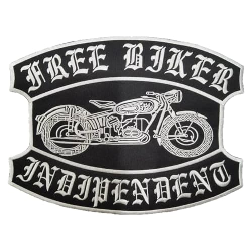 Suma Shop - 1 x Big Patch - Free Biker Independent XXL - Rechteckiger Aufnäher zum Aufbügeln - Motorrad - Baumwolle-Polyester-Mischung - 30 x 23 cm - 1 Stück von Suma Shop