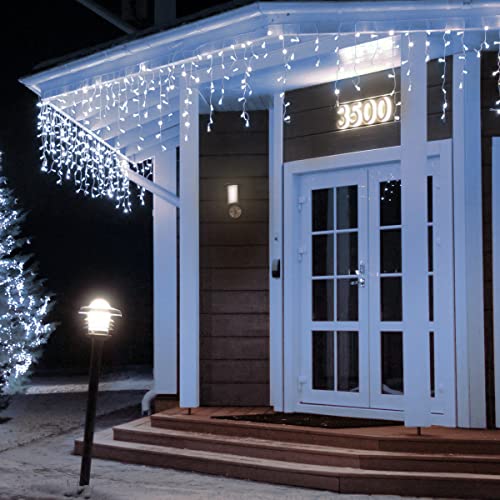 Lichterkette Außen, 14M 360er LED Lichterkette Eisregen Außen mit Timer, Weihnachtsbeleuchtung Außen, Lichterkette Außen Strom Wasserdicht mit 8 Modi Memory-Funktion für Garten, Dach, Kaltweiß von Sumairs