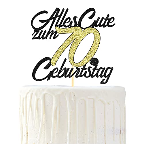 Sumerk 1 Stück 70.Geburtstag Tortendeko Happy 70th Birthday Cake Topper 70.Alles Gute Geburtstag Cake Topper 70 Jahre Torte Kuchen Deko für 70 Geburstagstorte Deko Jungen Mädchen Mann Frau von Sumerk