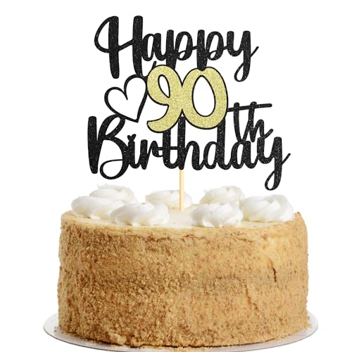 Sumerk 1 Stück 90. Geburtstag Junge Happy 90th Birthday Cake Topper Tortendeko 90. Geburtstag Frau Mann Cake Topper 90 Geburtstag 90th Birthday Cake Decoration von Sumerk