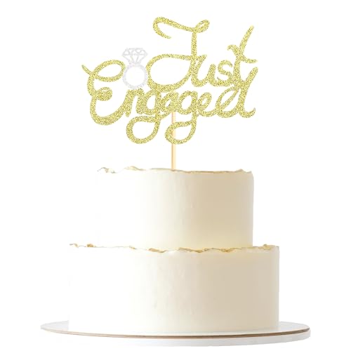 Sumerk 1 Stück Just Engaged Cake Topper We're Engaged CakeDecoration Cake Topper Wedding for Wedding Anniversary Engagement Bridal Shower Party Decoration Gold von Sumerk
