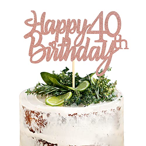 Sumerk 40 Tortenaufsätze zum 40. Geburtstag, Tortenaufsätze für Geburtstagsfeiern, Dekorationszubehör, Roségold, 1 Packung Sumerk 40 Tortenaufsätze zum 40. Geburtstag, Tortenaufsätze für Geburtstagsfeiern, Dekorationszubehör, Roségold, 1 Packung von Sumerk