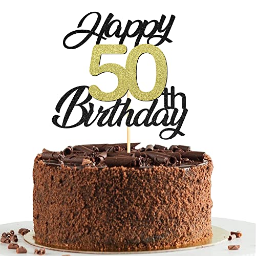 Sumerk 50 Tortenaufsätze zum 50. Geburtstag, Tortenaufsätze, Geburtstagsfeier, Dekorationszubehör, Gold und Schwarz, 1 Packung Sumerk 50 Tortenaufsätze zum 50. Geburtstag, Tortenaufsätze, Geburtstagsfeier, Dekorationszubehör, Gold und Schwarz, 1 Packung von Sumerk