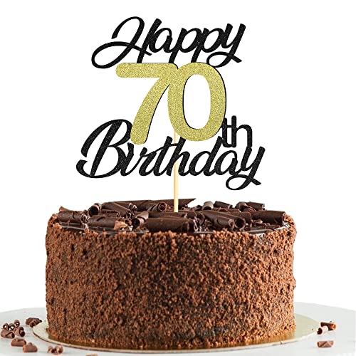 Sumerk 70 Tortenaufsätze zum 70. Geburtstag, Tortenaufsätze, Geburtstagsfeier, Dekorationszubehör, Gold und Schwarz, 1 Packung Sumerk 70 Tortenaufsätze zum 70. Geburtstag, Tortenaufsätze, Geburtstagsfeier, Dekorationszubehör, Gold und Schwarz, 1 Packung von Sumerk