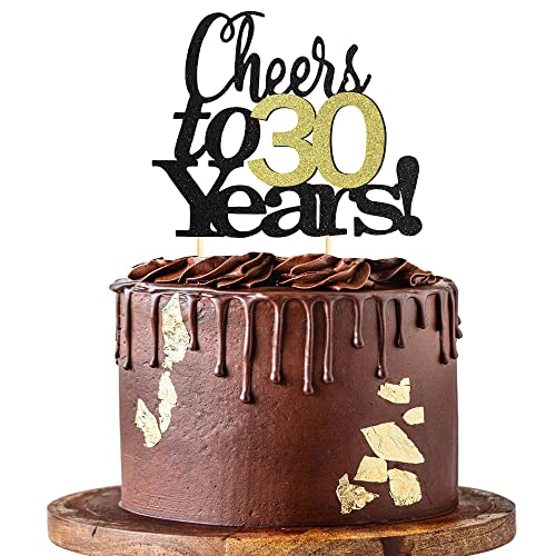 Sumerk Cheers to 30 Years Cake Toppers 30th Birthday Cake Topper Wedding Anniversary Party Decorations Supplies - 1 Packung von Sumerk