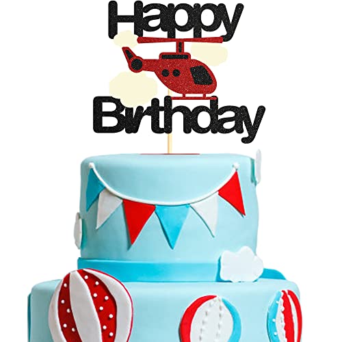 Sumerk Glitter Flugzeug alles Gute zum Geburtstag Kuchen Topper Flugzeug Wolke Kuchen Dekorationen für Baby-Dusche oder Geburtstagsparty Thema Kuchen Zubehör - 1 Pack von Sumerk