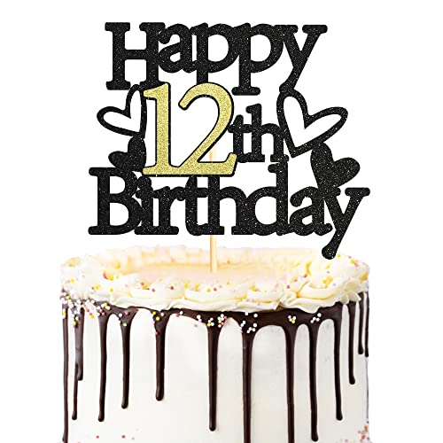 Sumerk 1 Stück Geburtstag Tortendeko 12 12.Geburtstag Tortendeko Happy 12th Birthday Tortendeko Geburtstag Happy Birthday Cake Topper für 12 Jahre alter Junge und Mädchen von Sumerk