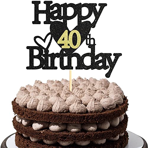 Sumerk 1 Stück 40.Geburtstag Tortendeko Schwarz Gold Happy 40th Birthday Cake Topper für 40.Geburtstag Party Kuchen Deko Mädchen Jungen Sumerk 1 Stück 40.Geburtstag Tortendeko Schwarz Gold Happy 40th Birthday Cake Topper für 40.Geburtstag Party Kuchen Deko Mädchen Jungen von Sumerk