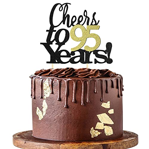 Sumerk Prost auf 95 Jahre Kuchendeckel 95. Geburtstag Tortendeko Happy 95th Birthday Cake Topper 95. Geburtstag Kuchendeckel Hochzeitstag Party Dekoration Zubehör - 1 Packung von Sumerk
