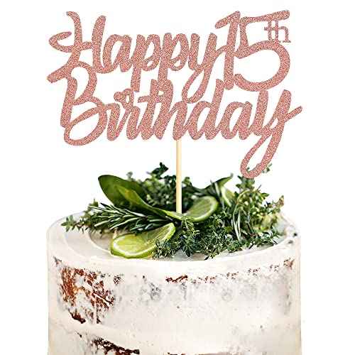 Sumerk 1 Stück 15.Geburtstag Tortendeko Happy 15th Birthday Cake Topper kuchen deko geburtstag für 15 Geburstagstorte Deko Jungen Mädchen von Sumerk