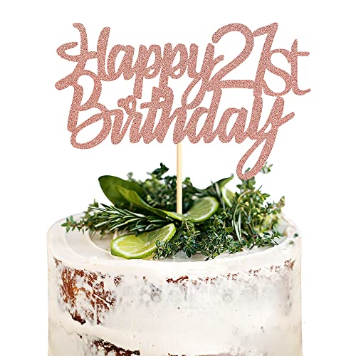 Sumerk 1 Stück 21.Geburtstag Tortendeko Happy 21st Birthday Cake Topper kuchen deko geburtstag für 21 Geburstagstorte Deko Jungen Mädchen von Sumerk