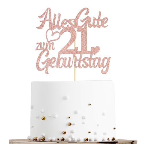 Sumerk Tortenaufsatz zum 21. Geburtstag in Roségold mit Glitzer, Doppelseitige Glitzer Tortendekoration zum 21. Geburtstag – 1 Stück Sumerk Tortenaufsatz zum 21. Geburtstag in Roségold mit Glitzer, Doppelseitige Glitzer Tortendekoration zum 21. Geburtstag – 1 Stück von Sumerk