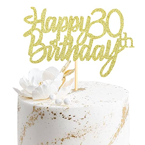 Sumerk 1 Stück Happy 30th Birthday Cake Topper Glitter 30.Geburtstag Tortendeko 30 Geburtstag 30th Geburtstagskerzen Cake Topper Tortendeko für mann frauen von Sumerk