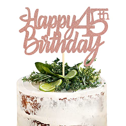 Sumerk 1 Stück 45.Geburtstag Tortendeko Happy 45th Birthday Cake Topper kuchen deko geburtstag für 45 Geburstagstorte Deko Jungen Mädchen von Sumerk