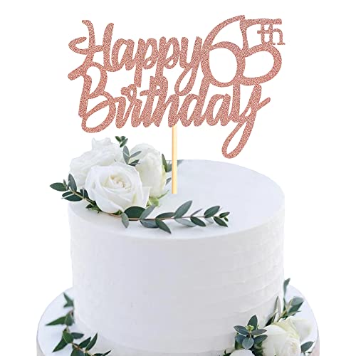 Sumerk 1 Stück 65.Geburtstag Tortendeko Happy 65th Birthday Cake Topper kuchen deko geburtstag für 65 Geburstagstorte Deko Jungen Mädchen von Sumerk