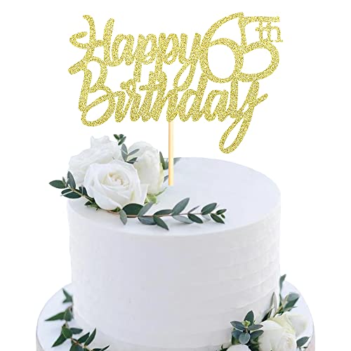 Sumerk 1 Stück Happy 65th Birthday Cake Topper Glitter 65.Geburtstag Tortendeko 65 Geburtstag 65th Geburtstagskerzen Cake Topper Tortendeko für mann frauen von Sumerk