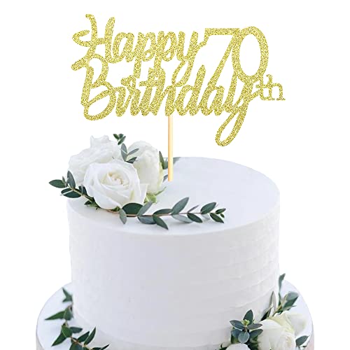 Sumerk 1 Stück Happy 70th Birthday Cake Topper Glitter 70.Geburtstag Tortendeko 70 Geburtstag 70th Geburtstagskerzen Cake Topper Tortendeko für mann frauen von Sumerk