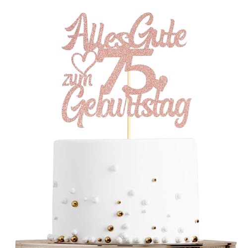 Sumerk Tortenaufsatz zum 75. Geburtstag in Roségold mit Glitzer, Doppelseitige Glitzer Tortendekoration zum 75. Geburtstag – 1 Stück Sumerk Tortenaufsatz zum 75. Geburtstag in Roségold mit Glitzer, Doppelseitige Glitzer Tortendekoration zum 75. Geburtstag – 1 Stück von Sumerk