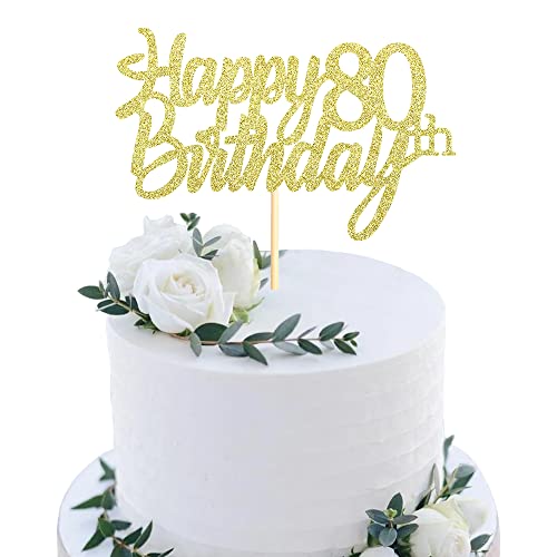 Sumerk 1 Stück Happy 80th Birthday Cake Topper Glitter 80.Geburtstag Tortendeko 80 Geburtstag 80th Geburtstagskerzen Cake Topper Tortendeko für mann frauen von Sumerk
