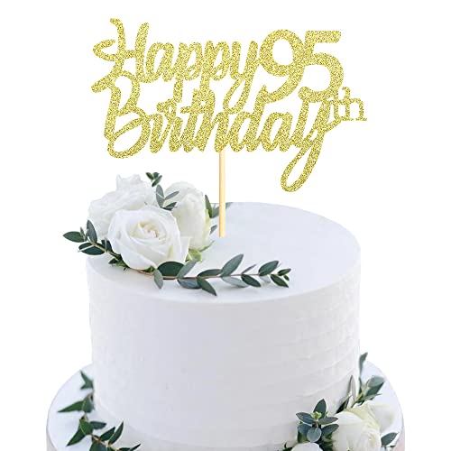 Sumerk 1 Stück Happy 95th Birthday Cake Topper Glitter 95.Geburtstag Tortendeko 95 Geburtstag 95th Geburtstagskerzen Cake Topper Tortendeko für mann frauen von Sumerk
