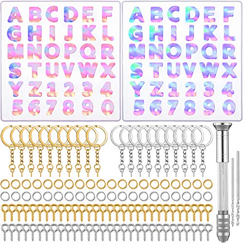 2 Stücke Mini DIY Silikon Harzformen für Buchstaben Alphabet Harz Silikonformen Rückwärts Alphabet Wiederverwendbarer Schmuck Schlüsselbund Gussform für Herstellung von Schlüsselbund Anhänger von Sumind