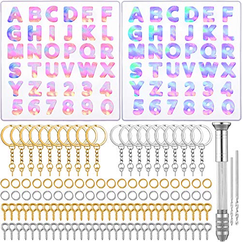 2 Stücke Mini DIY Silikon Harzformen für Buchstaben Alphabet Harz Silikonformen Rückwärts Alphabet Wiederverwendbarer Schmuck Schlüsselbund Gussform für Herstellung von Schlüsselbund Anhänger von Sumind